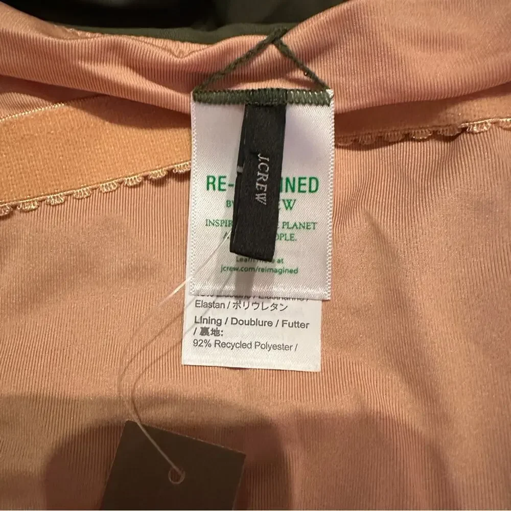 J. Crew Ruched Square Neck‎ One Piece Swimsuit in Safari Green Sz 22 NEW